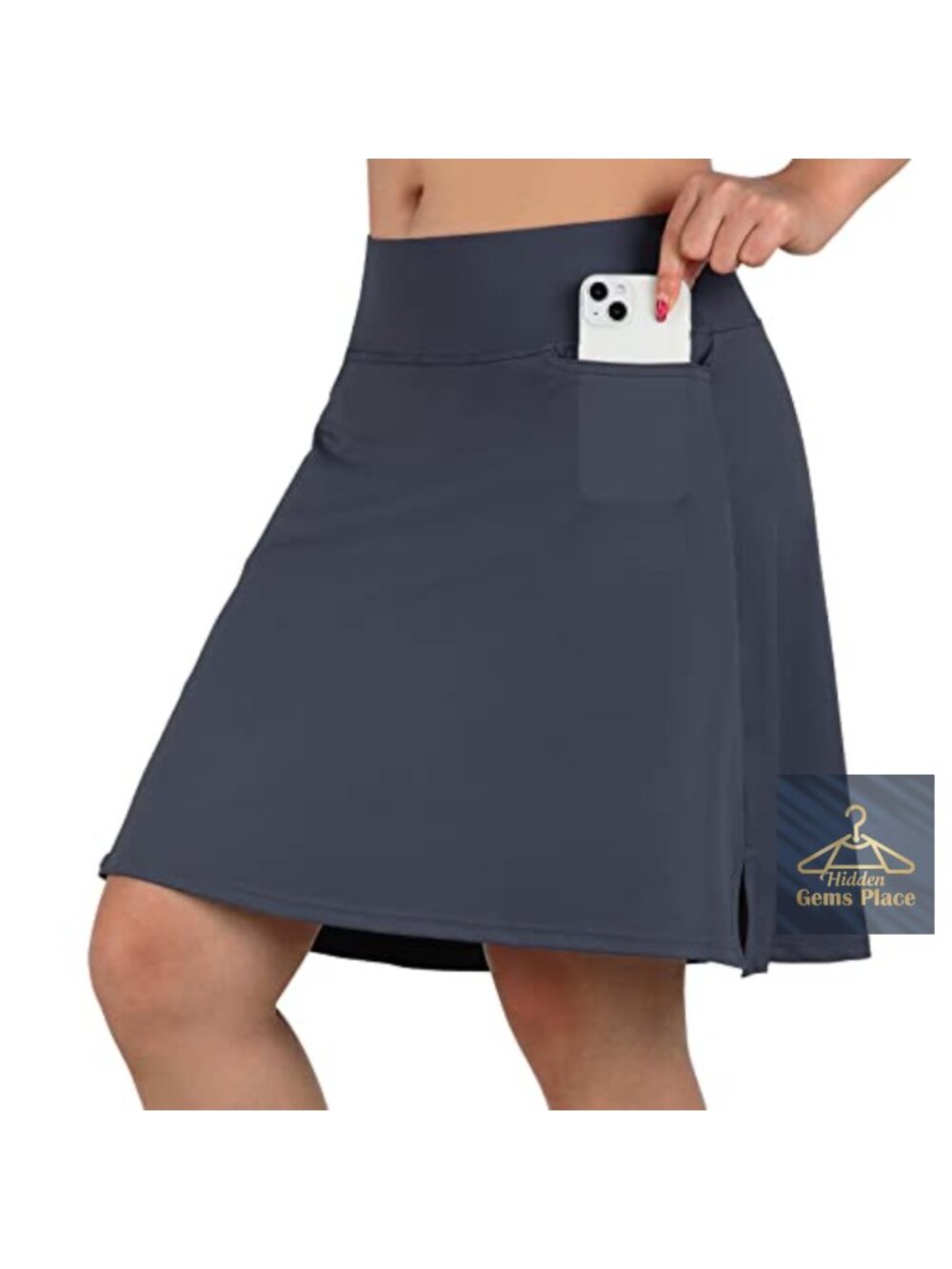 Women's 20" Knee Length Skort with 3 Pockets Built-in Short Liner Golf Tennis